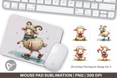 Christmas Patchwork Sheep Mouse Pad Product Image 1
