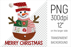  Christmas Patchwork Snowman Clipart. Perfect for Christmas crafts, digital scrapbooking, stickers, greeting cards, DIY decor, and sublimation printing.