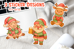 Christmas Patchwork Sticker Printable | Sheep Santa Reindeer Product Image 1