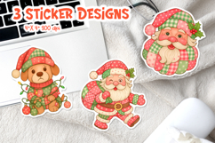 Christmas Patchwork Sticker Printable | Dog Santa Product Image 1