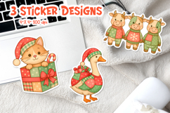 Christmas Patchwork Sticker Printable | Cat Goose Cows Product Image 1