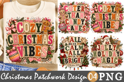 Christmas Patchwork Sublimation, Cozy Christmas Vibes PNG, Product Image 1