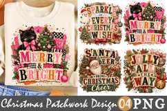 Christmas Patchwork Sublimation, Pink Christmas PNG Product Image 1