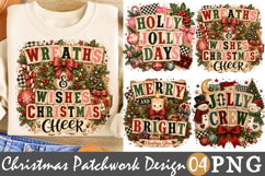 Christmas Patchwork Sublimation, Snowman Candle Holly Jolly Product Image 1