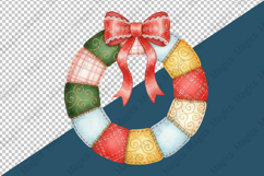 Christmas Patchwork Wreath Png Product Image 4