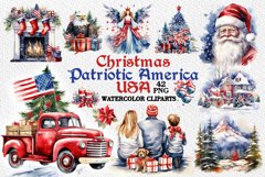 Christmas Patriotic Watercolor Clipart Product Image 1