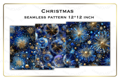 Seamless christmas pattern Blue gold ball digital background Product Image 1