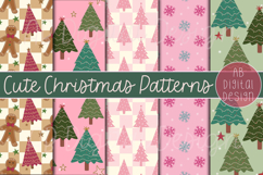 Pink Christmas Digital Paper Backgrounds | Seamless Patterns Product Image 1