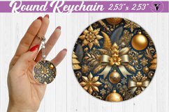 Round Keychain | Christmas Pattern | Happy Holidays Product Image 1