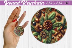 Round Keychain | Christmas Pattern | Happy Holidays Product Image 1