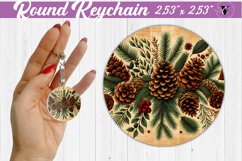 Round Keychain | Christmas Pattern | Happy Holidays Product Image 1