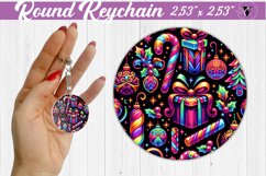 Round Keychain | Christmas Pattern | Happy Holidays Product Image 1