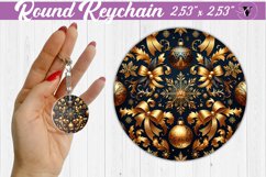 Round Keychain | Christmas Pattern | Happy Holidays Product Image 1