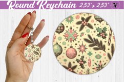 Round Keychain | Christmas Pattern | Happy Holidays Product Image 1