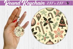 Round Keychain | Christmas Pattern | Happy Holidays Product Image 1