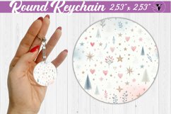 Round Keychain | Christmas Pattern | Happy Holidays Product Image 1