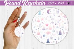 Round Keychain | Christmas Pattern | Happy Holidays Product Image 1