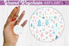 Round Keychain | Christmas Pattern | Happy Holidays Product Image 1