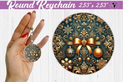 Round Keychain | Christmas Pattern | Happy Holidays Product Image 1