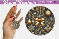 Round Keychain | Christmas Pattern | Happy Holidays Product Image 1