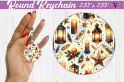 Round Keychain | Christmas Pattern | Happy Holidays Product Image 1