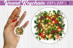 Round Keychain | Christmas Pattern | Happy Holidays Product Image 1