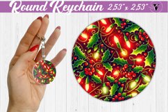 Round Keychain | Christmas Pattern | Happy Holidays Product Image 1