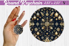 Round Keychain | Christmas Pattern | Happy Holidays Product Image 1