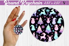 Round Keychain | Christmas Pattern | Happy Holidays Product Image 1