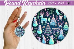 Round Keychain | Christmas Pattern | Happy Holidays Product Image 1