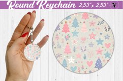 Round Keychain | Christmas Pattern | Happy Holidays Product Image 1