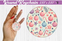 Round Keychain | Christmas Pattern | Happy Holidays Product Image 1