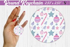 Round Keychain | Christmas Pattern | Happy Holidays Product Image 1