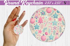 Round Keychain | Christmas Pattern | Happy Holidays Product Image 1