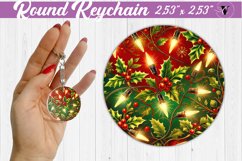 Round Keychain | Christmas Pattern | Happy Holidays Product Image 1
