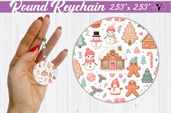 Round Keychain | Christmas Pattern | Happy Holidays Product Image 1
