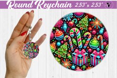 Round Keychain | Christmas Pattern | Happy Holidays Product Image 1