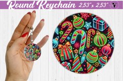 Round Keychain | Christmas Pattern | Happy Holidays Product Image 1