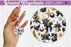 Round Keychain | Christmas Pattern | Happy Holidays Product Image 1