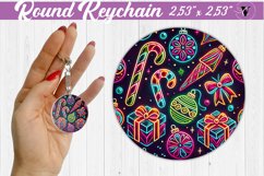 Round Keychain | Christmas Pattern | Happy Holidays Product Image 1