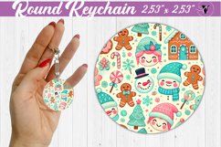 Round Keychain | Christmas Pattern | Happy Holidays Product Image 1