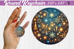 Round Keychain | Christmas Pattern | Happy Holidays Product Image 1