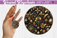 Round Keychain | Christmas Pattern | Happy Holidays Product Image 1