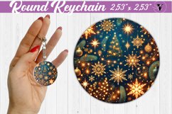Round Keychain | Christmas Pattern | Happy Holidays Product Image 1