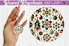 Round Keychain | Christmas Pattern | Happy Holidays Product Image 1