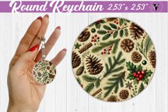 Round Keychain | Christmas Pattern | Happy Holidays Product Image 1