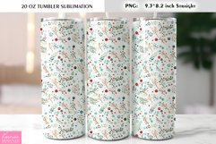 Watercolor Flower Design|Leaves and Berries Tumbler Wrap Product Image 1