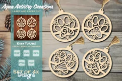4x Christmas Paw Ornament Laser Cut Design Templates Product Image 1