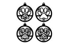 4x Christmas Paw Ornament Laser Cut Design Templates Product Image 2