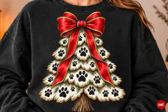 Christmas Paw Print Tree PNG, Dog Lover Sublimation Product Image 1
